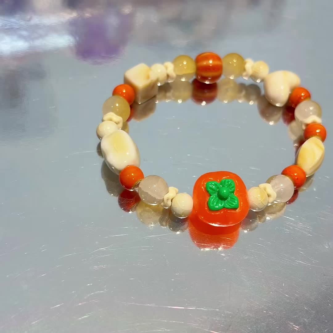 Persimmon Good Fortune Men's Stretch-Woven Bracelet, Unique